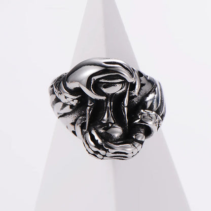 1 Piece Hip-Hop Animal Snake Skull Stainless Steel Inlay Acrylic Rings