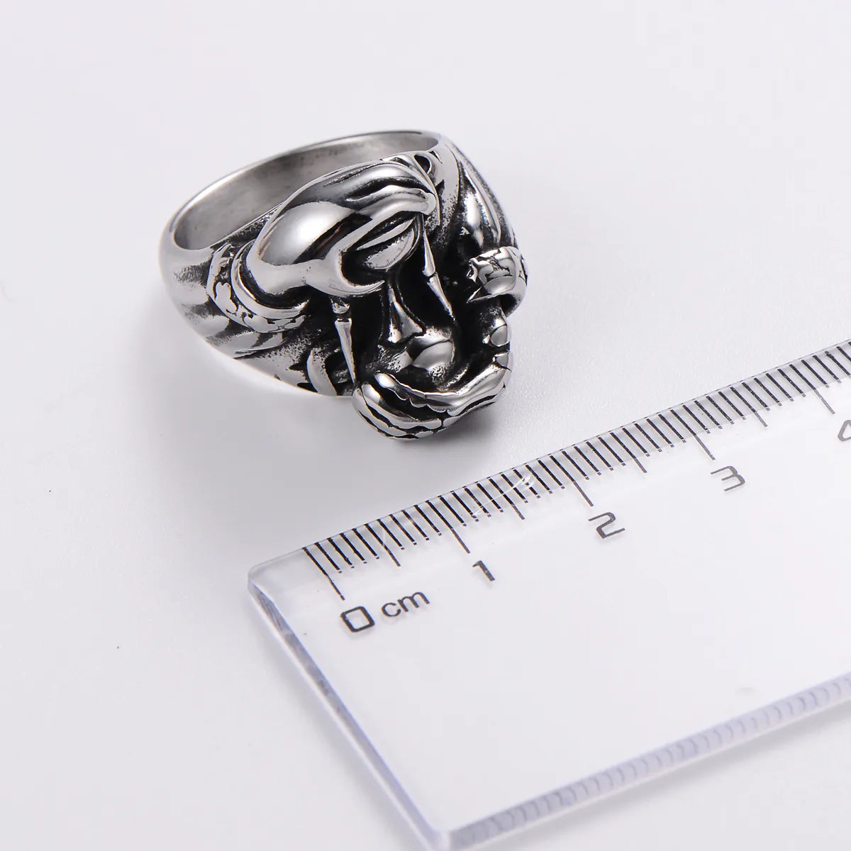 1 Piece Hip-Hop Animal Snake Skull Stainless Steel Inlay Acrylic Rings