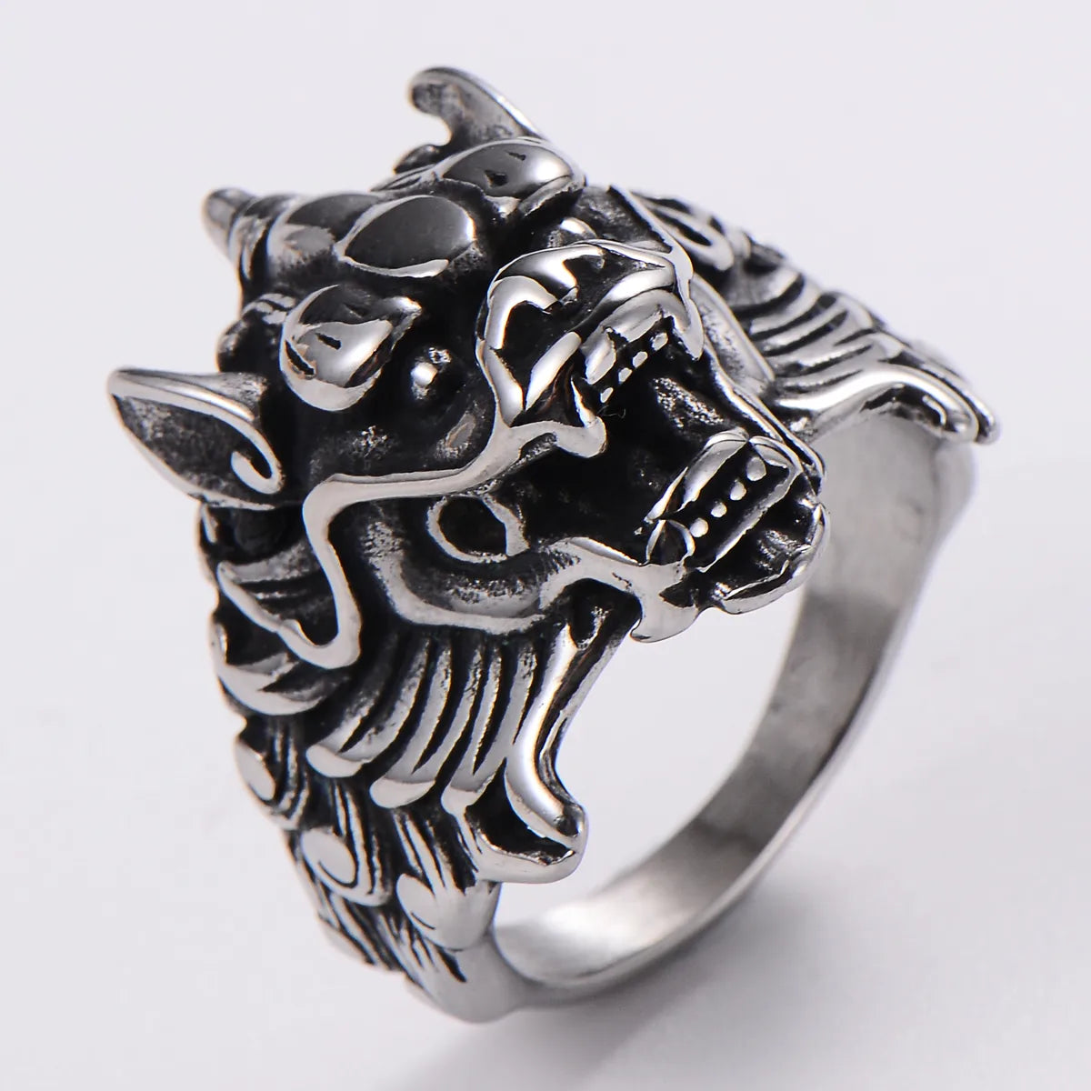 1 Piece Hip-Hop Animal Snake Skull Stainless Steel Inlay Acrylic Rings