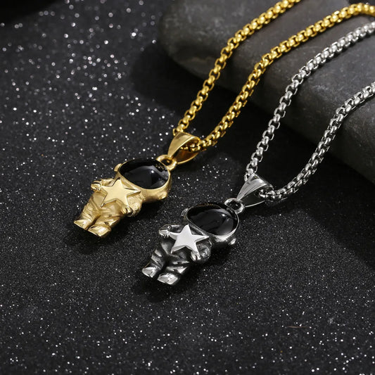 1 Piece Hip-hop Astronaut Stainless Steel Enamel Plating Chain Pendant Necklace