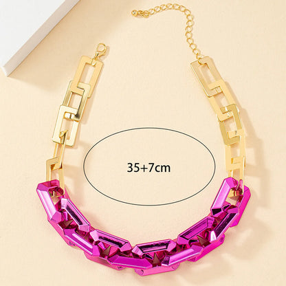 1 Piece Hip-hop Chains Print Alloy Plating Women's Necklace