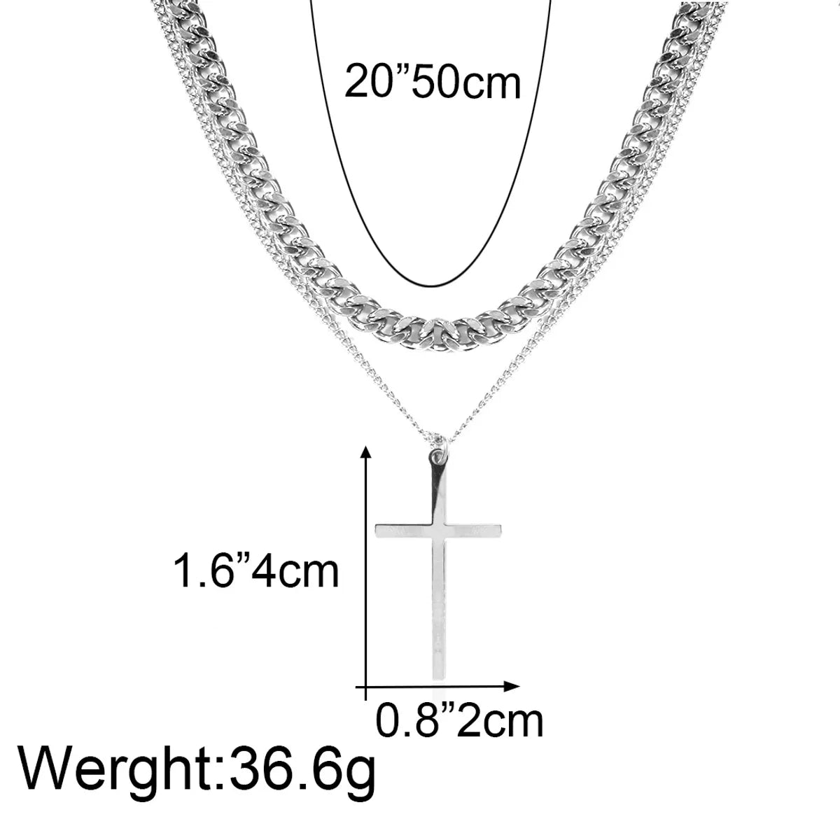 1 Piece Hip-hop Cross Card Stainless Steel Plating Layered Necklaces