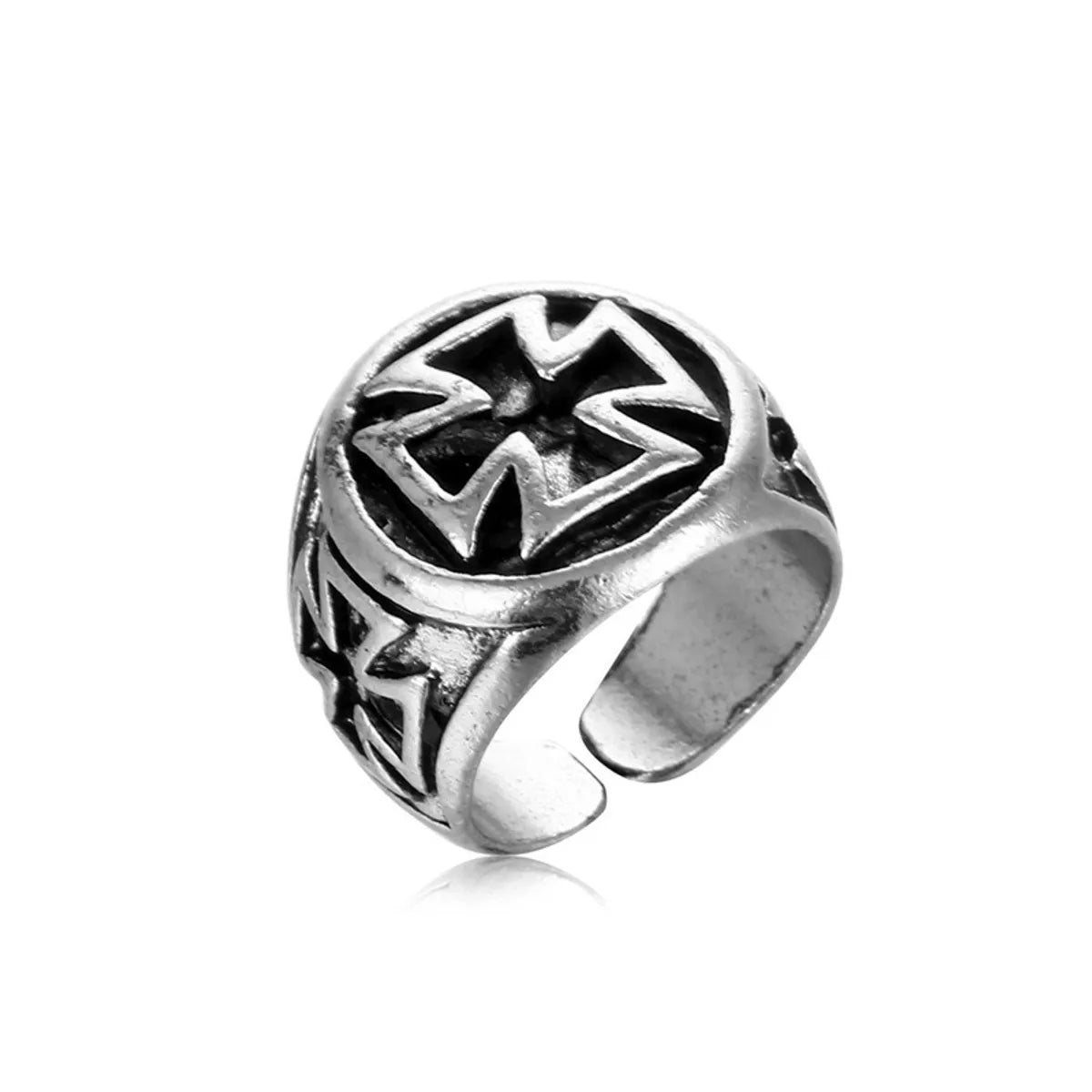 1 Piece Hip-Hop Cross Skull Dragon Alloy Plating Inlay Rhinestones Unisex Open Ring