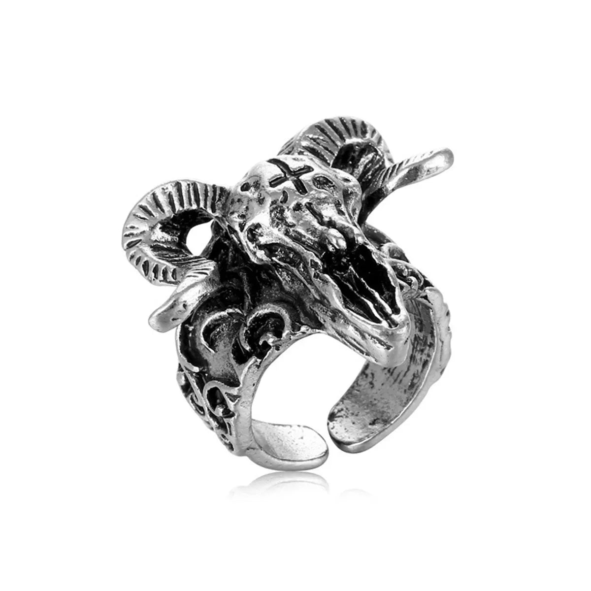 1 Piece Hip-Hop Cross Skull Dragon Alloy Plating Inlay Rhinestones Unisex Open Ring