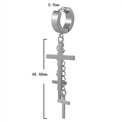 1 Piece Hip-Hop Cross Snake 304 Stainless Steel Drop Earrings