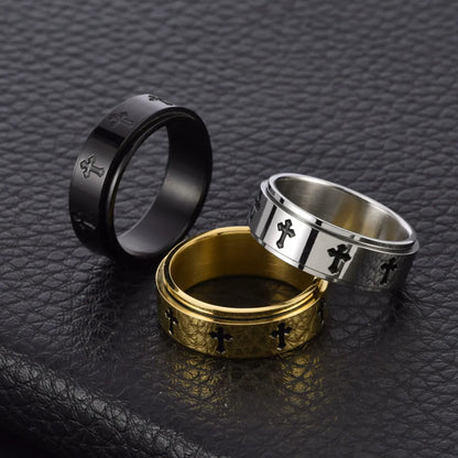 1 Piece Hip-hop Cross Stainless Steel Rings