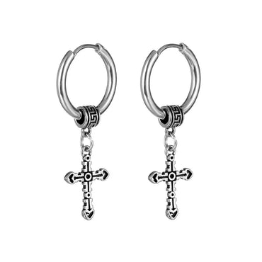 1 Piece Hip-Hop Cross Titanium Steel Plating Men'S Drop Earrings