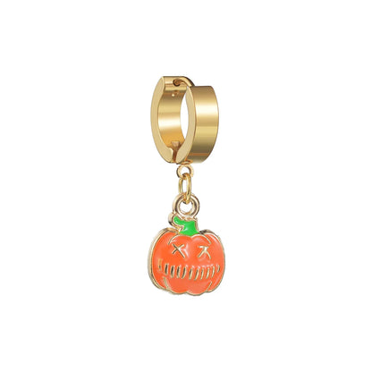 1 Piece Hip-Hop Funny Halloween Pattern Ghost Moon Enamel 304 Stainless Steel Drop Earrings