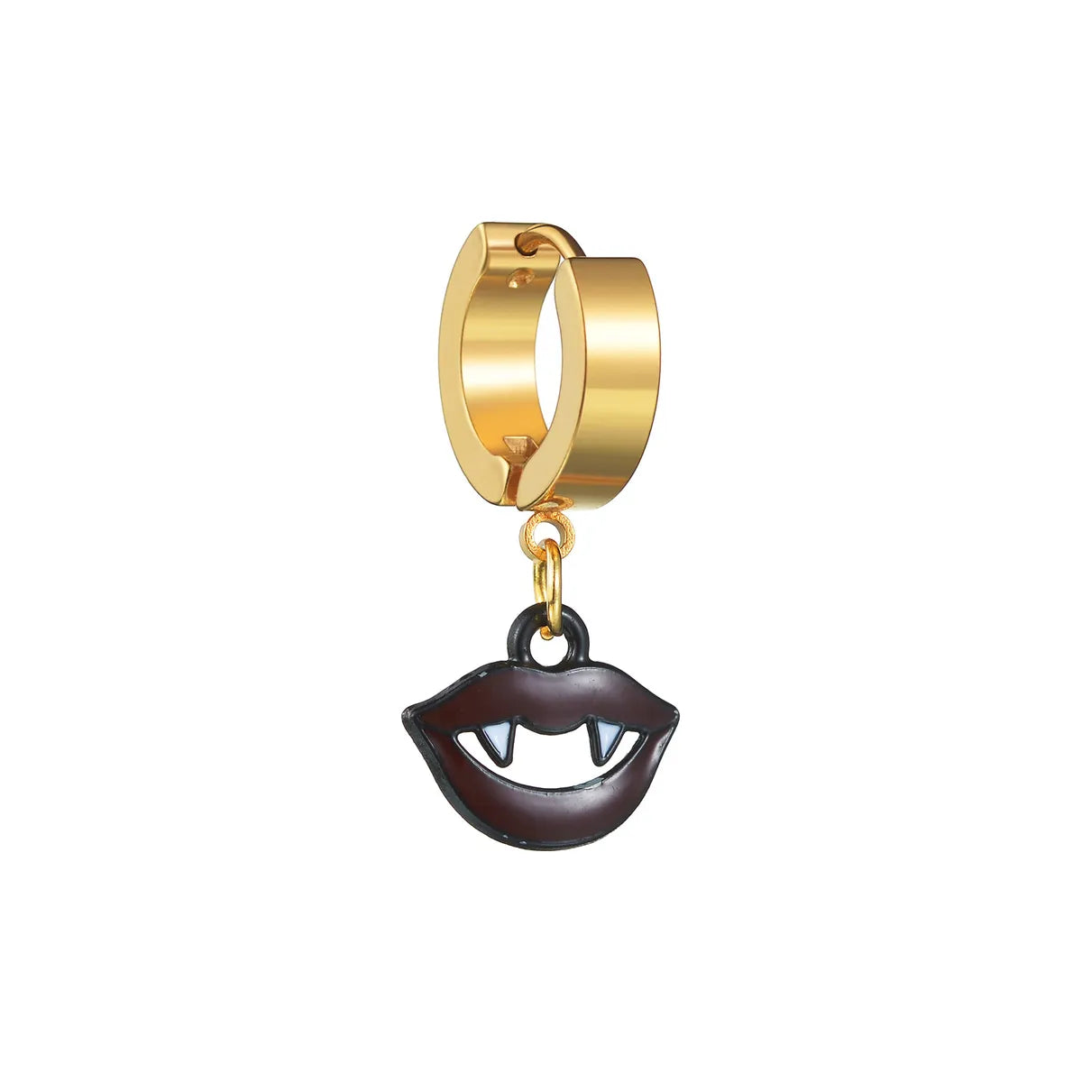 1 Piece Hip-Hop Funny Halloween Pattern Ghost Moon Enamel 304 Stainless Steel Drop Earrings