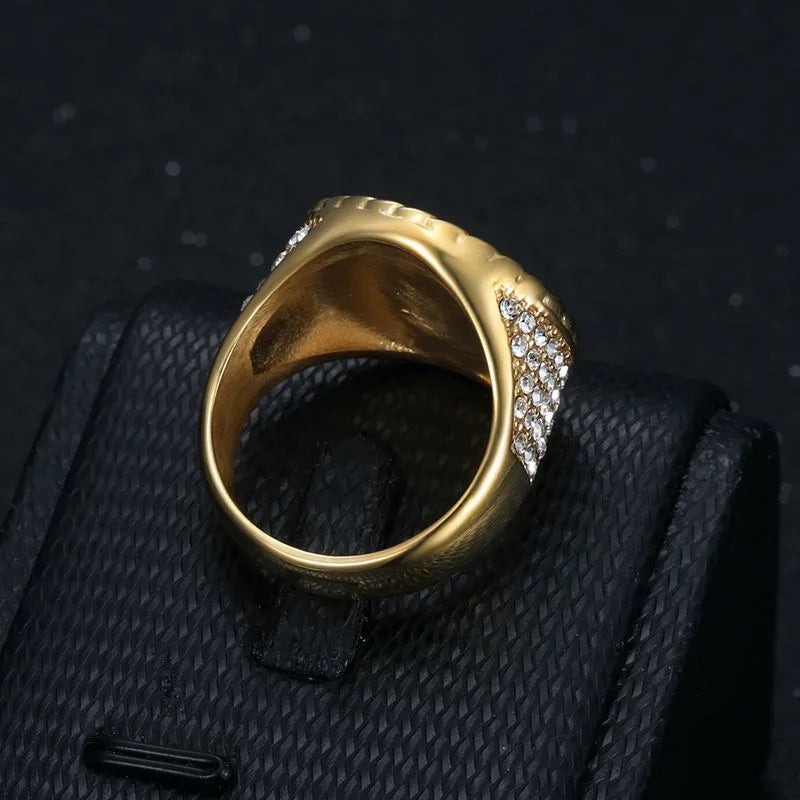 1 Piece Hip-Hop Geometric Titanium Steel Inlay Rhinestones Men'S Rings