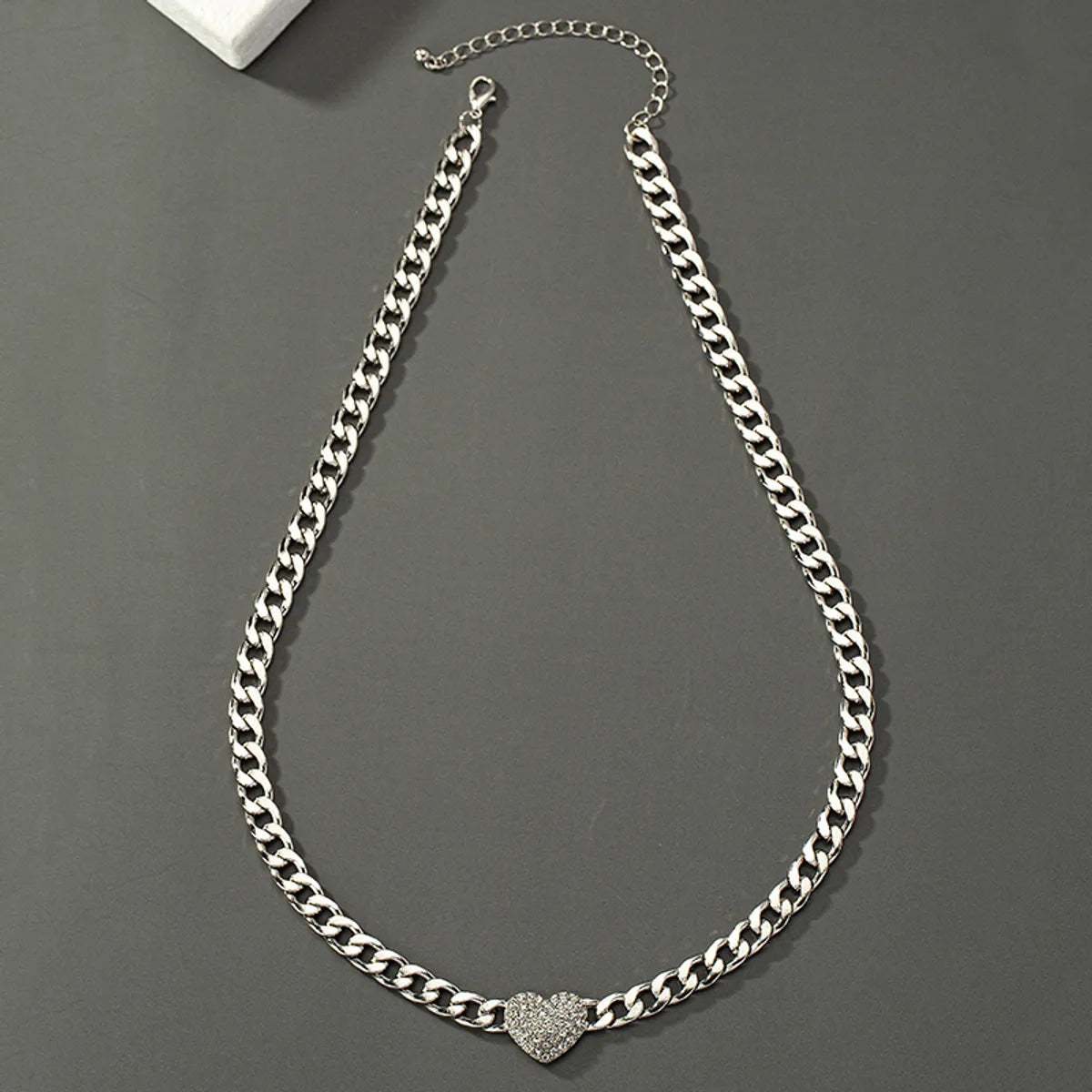 1 Piece Hip-Hop Heart Shape Alloy Plating Inlay Rhinestones Women'S Necklace