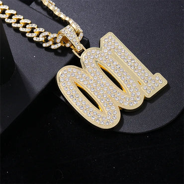 1 Piece Hip-Hop Number Stainless Steel Plating Inlay Chain Jewelry Accessories