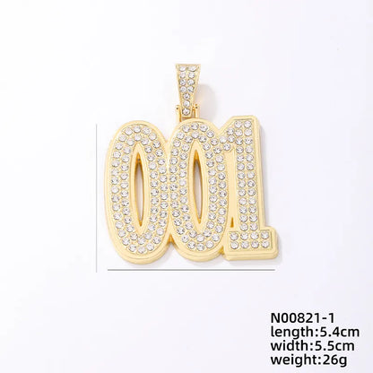 1 Piece Hip-Hop Number Stainless Steel Plating Inlay Chain Jewelry Accessories