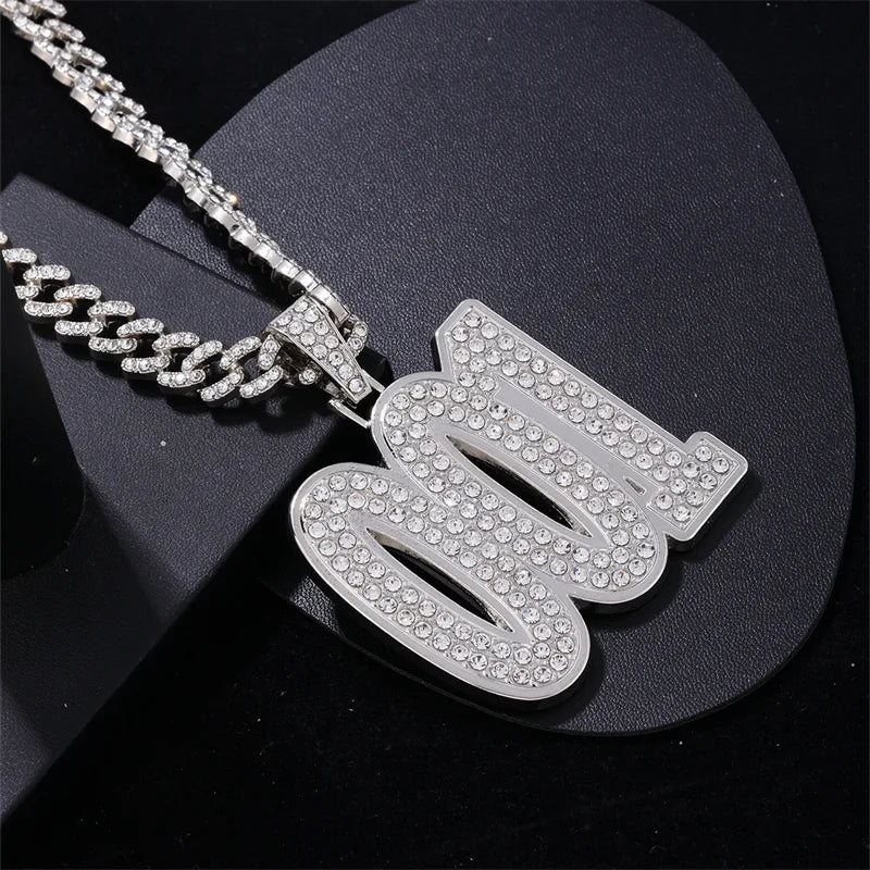 1 Piece Hip-Hop Number Stainless Steel Plating Inlay Chain Jewelry Accessories