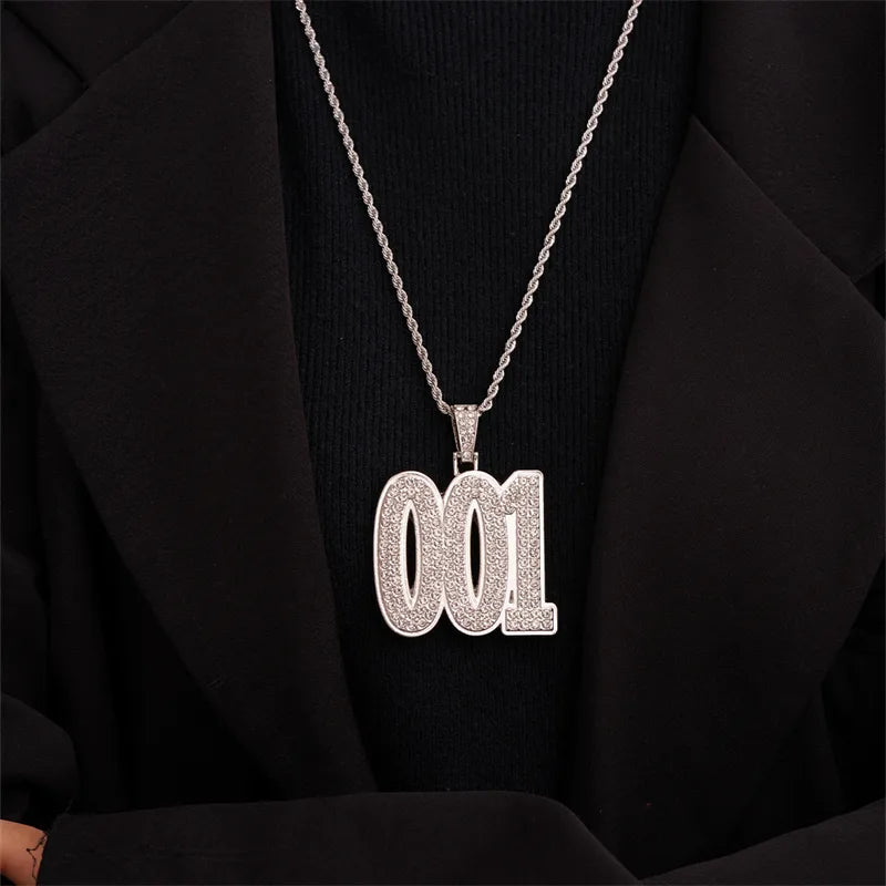 1 Piece Hip-Hop Number Stainless Steel Plating Inlay Chain Jewelry Accessories