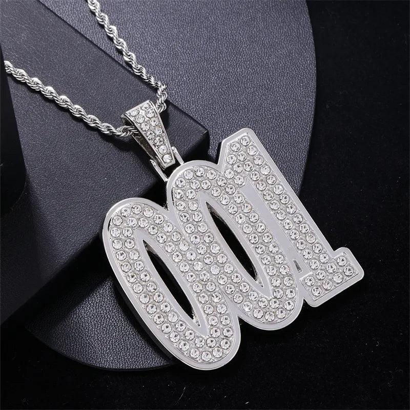 1 Piece Hip-Hop Number Stainless Steel Plating Inlay Chain Jewelry Accessories