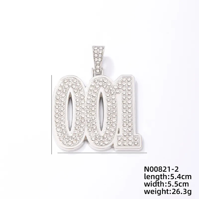 1 Piece Hip-Hop Number Stainless Steel Plating Inlay Chain Jewelry Accessories