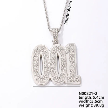 1 Piece Hip-Hop Number Stainless Steel Plating Inlay Chain Jewelry Accessories