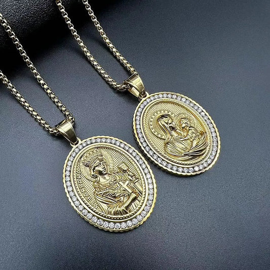 1 Piece Hip-hop Portrait Stainless Steel Polishing Inlay Zircon Pendant Necklace