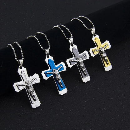 1 Piece Hip-hop Retro Cross Metal Plating Inlay Artificial Gemstones Men's Pendant Necklace