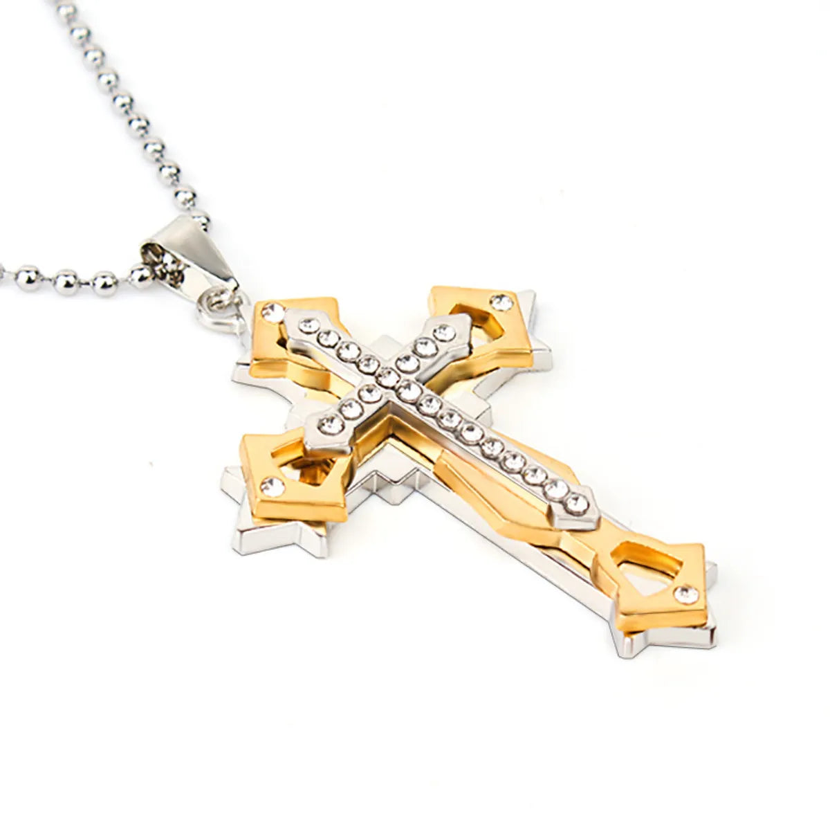 1 Piece Hip-hop Retro Cross Metal Plating Inlay Artificial Gemstones Men's Pendant Necklace