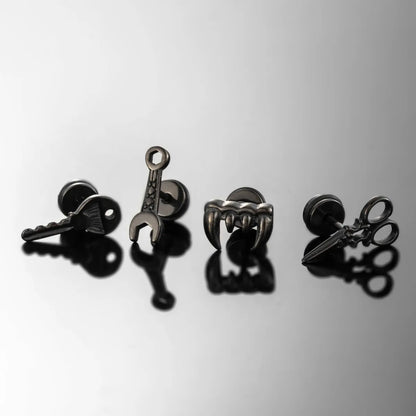 1 Piece Hip-Hop Retro Rock Scissors Key 316 Stainless Steel  Ear Studs