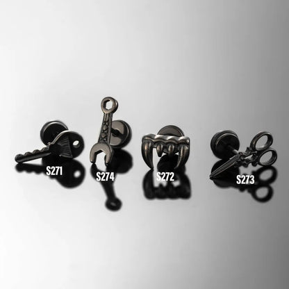 1 Piece Hip-Hop Retro Rock Scissors Key 316 Stainless Steel  Ear Studs