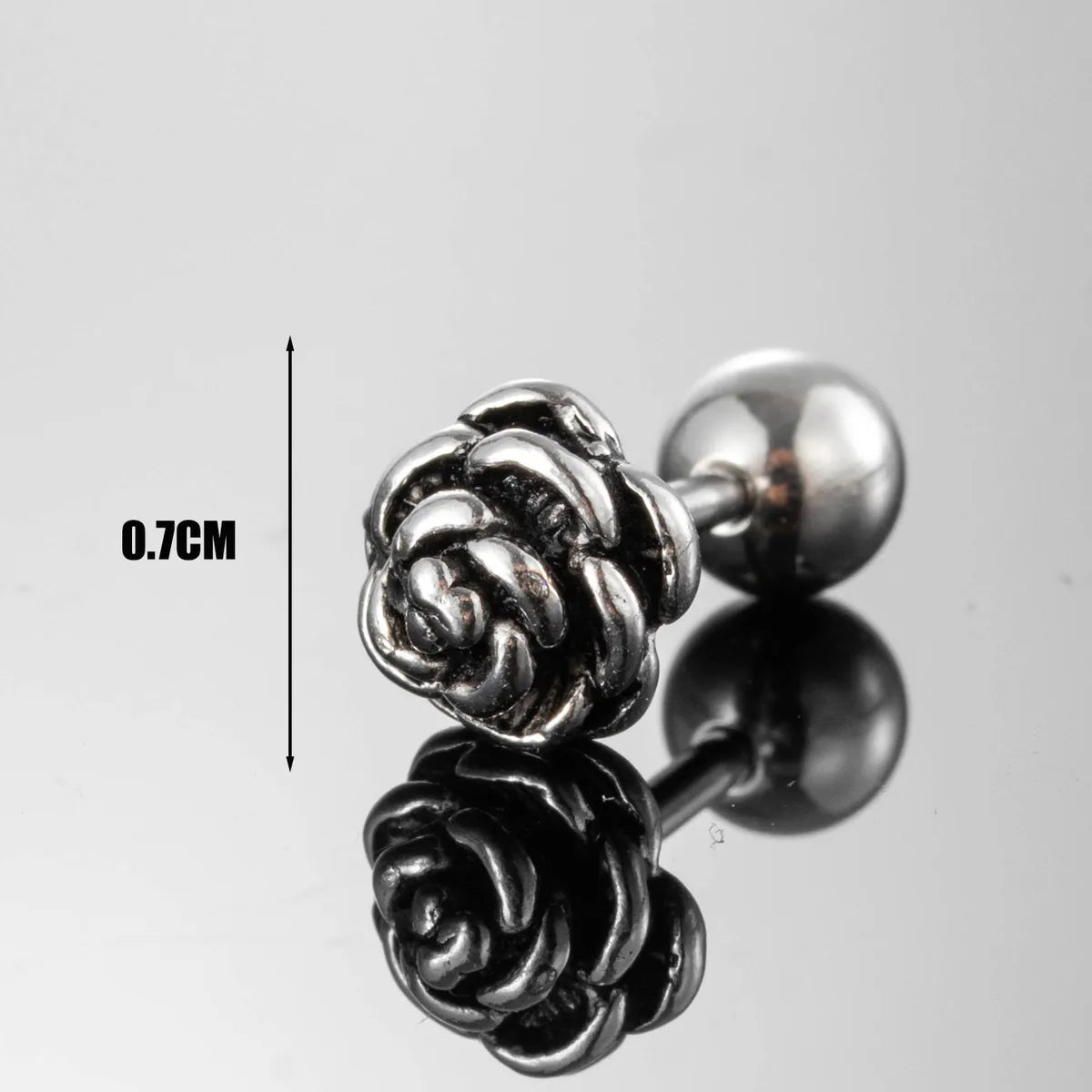 1 Piece Hip-Hop Rock Cool Style Sun Flower Snake Inlay 316 Stainless Steel  Zircon Ear Studs