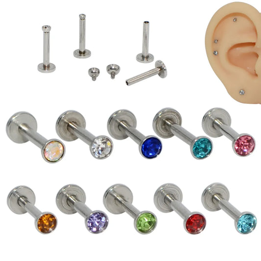 1 Piece Hip-hop Simple Style Round Inlay Stainless Steel Rhinestones Zircon Ear Studs