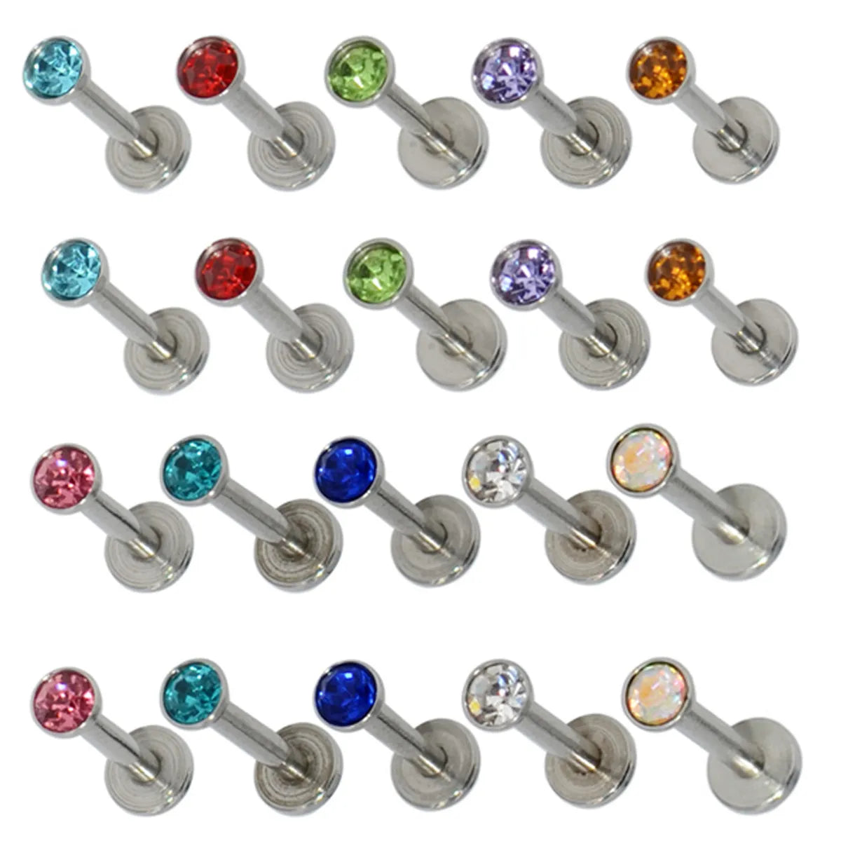 1 Piece Hip-hop Simple Style Round Inlay Stainless Steel Rhinestones Zircon Ear Studs