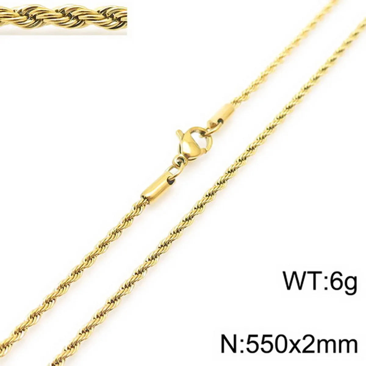 Hip-Hop Solid Color Twist Stainless Steel Plating 18k Gold Plated Unisex Bracelets Necklace