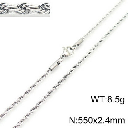 Hip-Hop Solid Color Twist Stainless Steel Plating 18k Gold Plated Unisex Bracelets Necklace