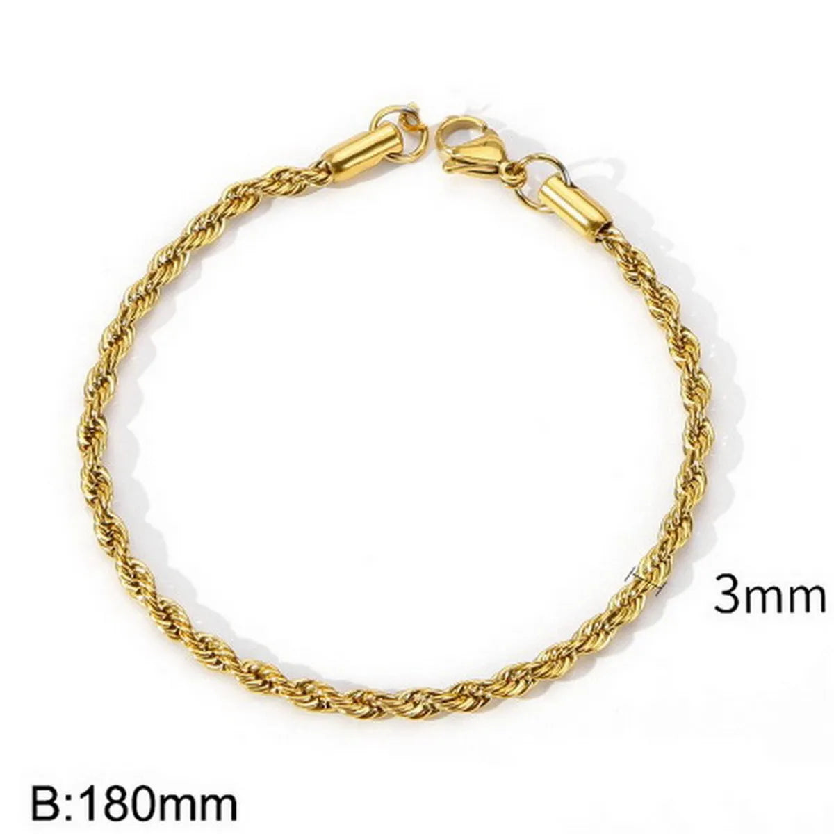 Hip-Hop Solid Color Twist Stainless Steel Plating 18k Gold Plated Unisex Bracelets Necklace