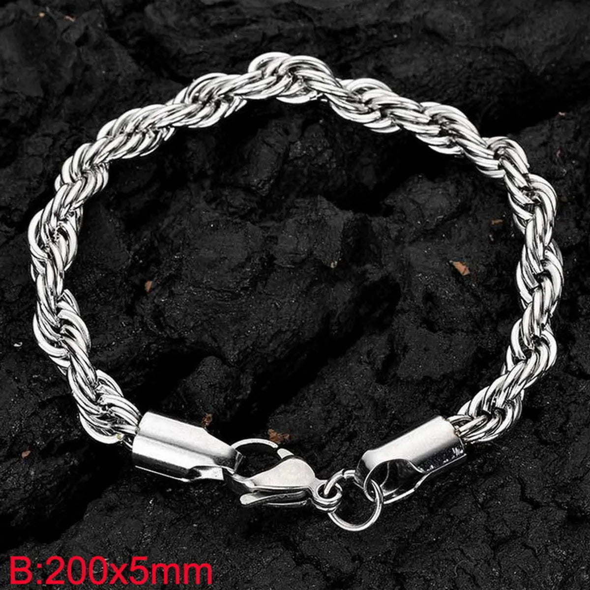 1 Piece Hip-Hop Twist Stainless Steel Plating Bracelets