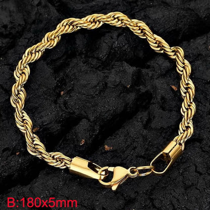 1 Piece Hip-Hop Twist Stainless Steel Plating Bracelets