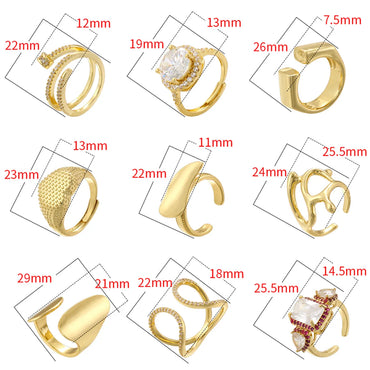 1 Piece Hip-Hop Vintage Style Exaggerated Heart Shape Irregular Heart Copper Copper 18K Gold Plated Open Rings