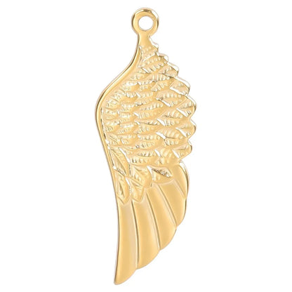 1 Piece Hole 1~1.9mm 304 Stainless Steel 18K Gold Plated Wings Polished Pendant