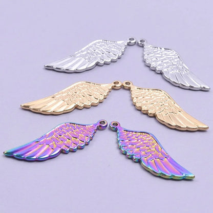 1 Piece Hole 1~1.9mm 304 Stainless Steel 18K Gold Plated Wings Polished Pendant