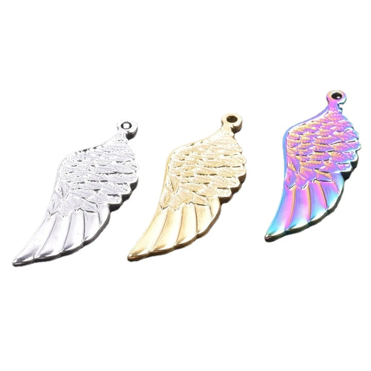 1 Piece Hole 1~1.9mm 304 Stainless Steel 18K Gold Plated Wings Polished Pendant