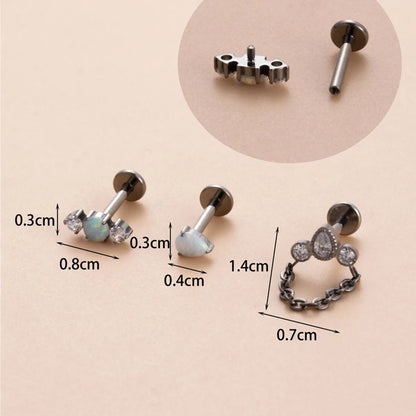 1 Piece Ig Style Cool Style Geometric Water Droplets Plating Inlay Titanium Alloy Zircon 18k Gold Plated Ear Studs