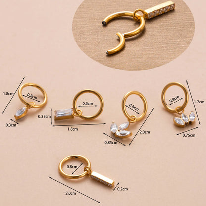 1 Piece Ig Style Cool Style Shamrock Crown Plating Inlay Titanium Alloy Zircon 18k Gold Plated Ear Studs