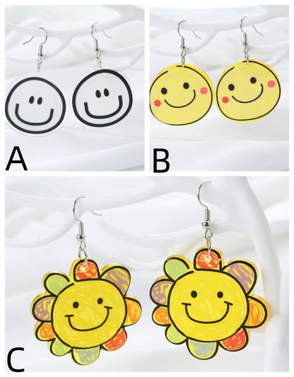 1 Piece IG Style Cute Smile Face Flower Arylic Alloy Ear Hook