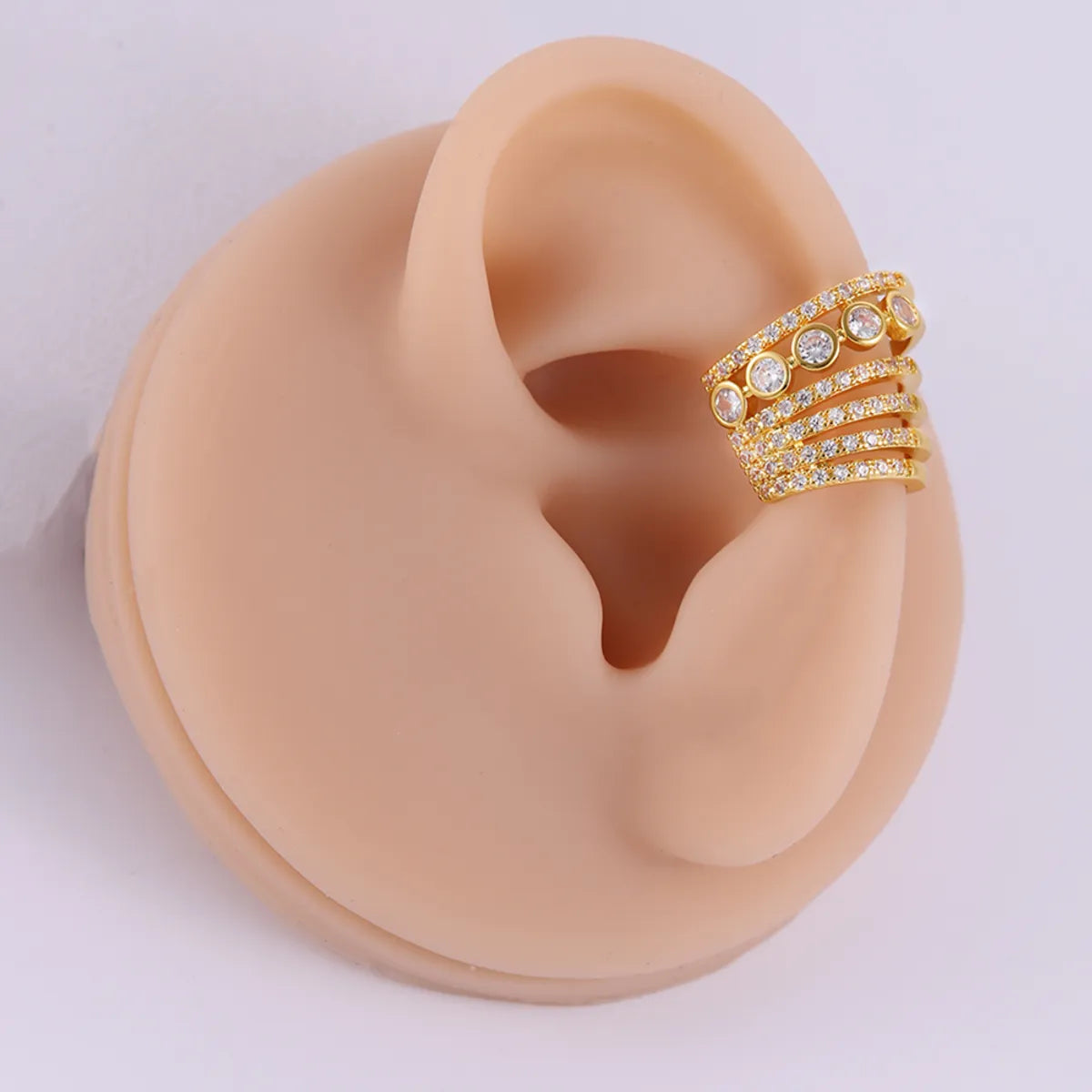 1 Piece IG Style Elegant Geometric Inlay Copper Zircon 18K Gold Plated Ear Cuffs