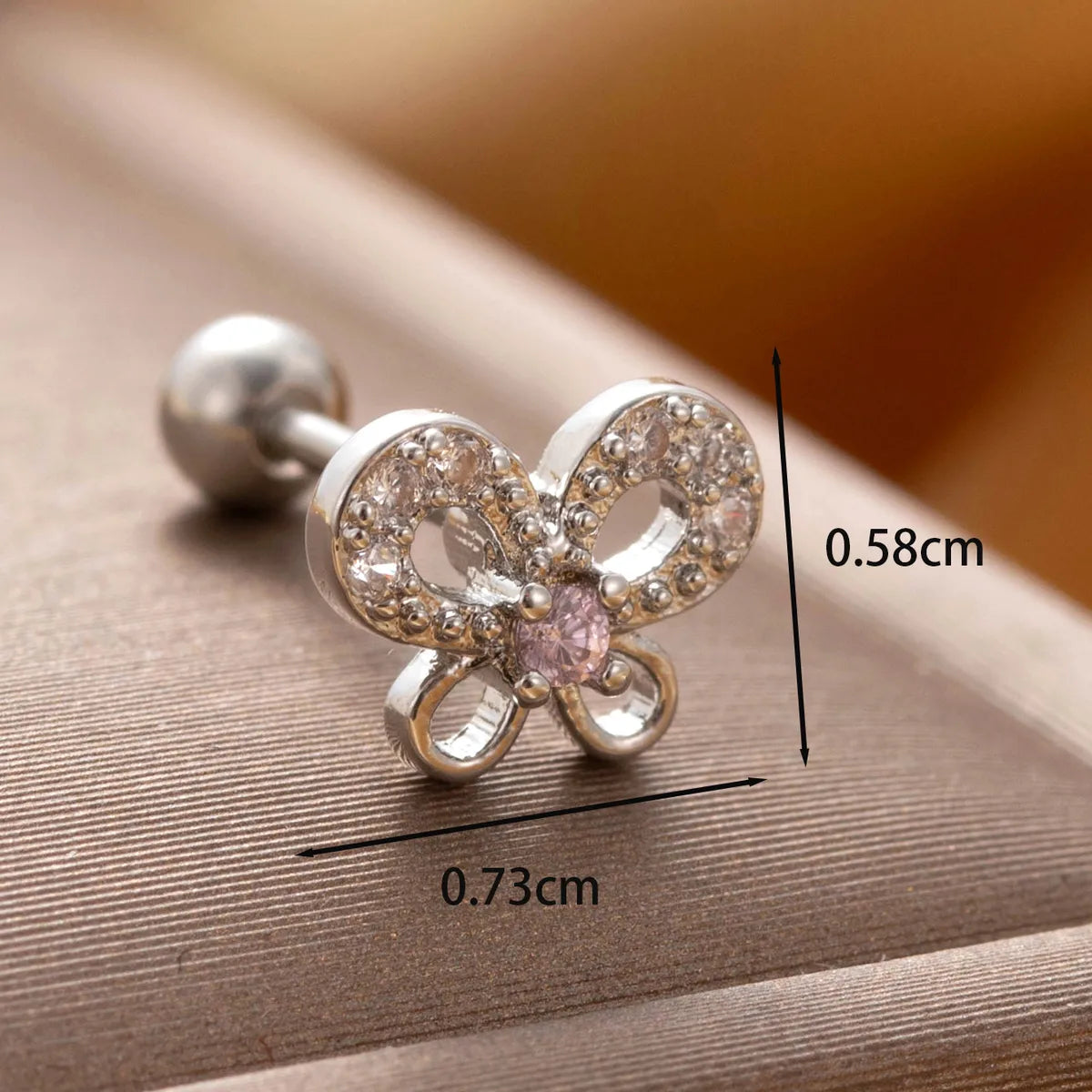 1 Piece IG Style French Style Geometric Heart Shape Butterfly Hollow Out Inlay Copper Zircon Ear Studs