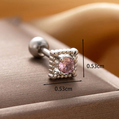 1 Piece IG Style French Style Geometric Heart Shape Butterfly Hollow Out Inlay Copper Zircon Ear Studs