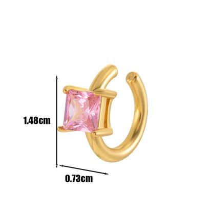 1 Piece IG Style French Style Simple Style Geometric Inlay Copper Zircon Cartilage Earrings