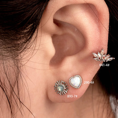 1 Piece IG Style French Style Simple Style Heart Shape Flower Inlay Copper Zircon Ear Studs