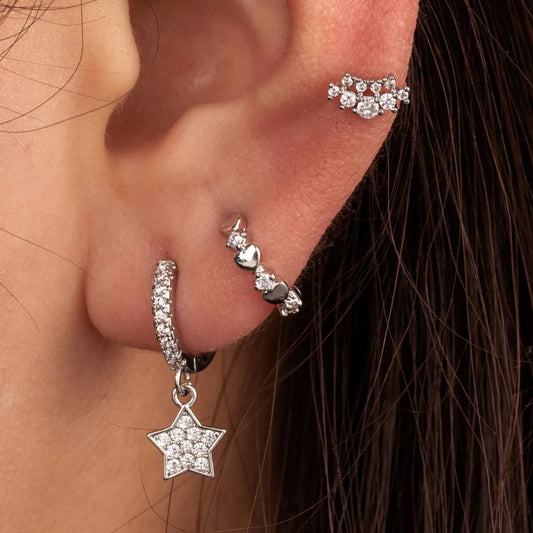 1 Piece Ig Style French Style Simple Style Round Star Heart Shape Inlay Copper Zircon Drop Earrings Earrings Ear Studs