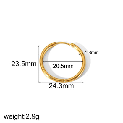 1 Piece IG Style Geometric Circle Plating 304 Stainless Steel 18K Gold Plated Hoop Earrings