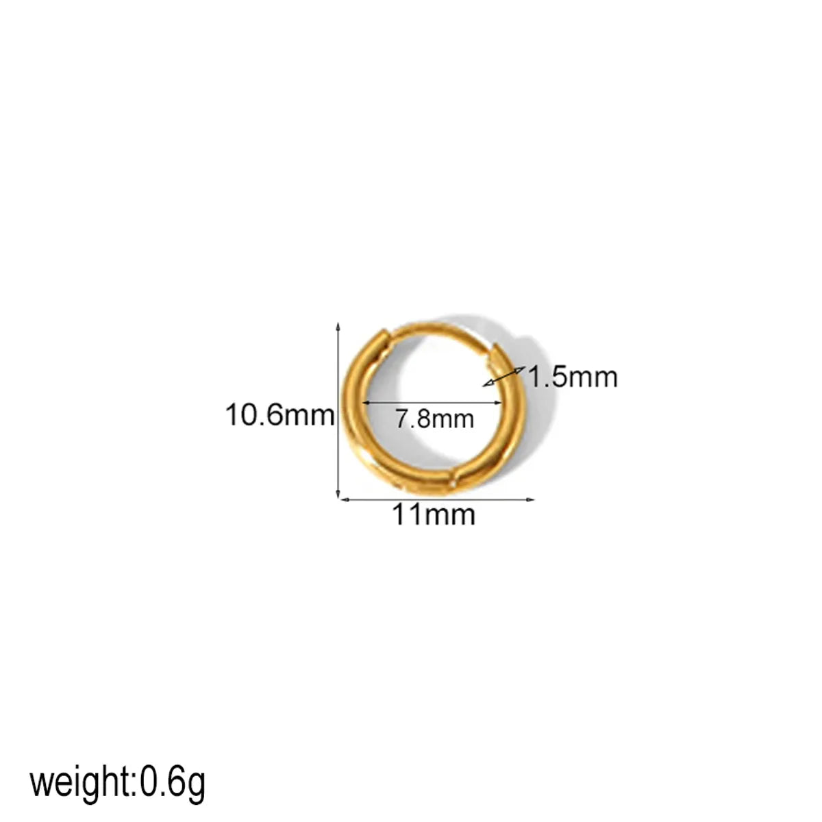 1 Piece IG Style Geometric Circle Plating 304 Stainless Steel 18K Gold Plated Hoop Earrings